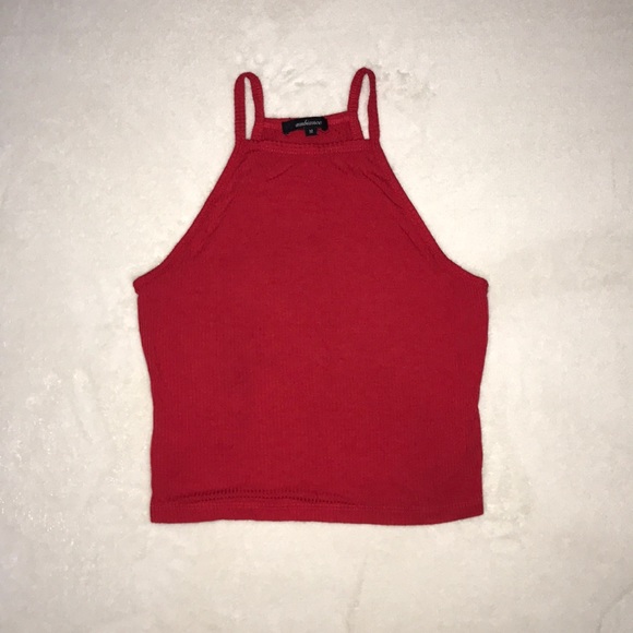 Red ribbed crop top - Picture 1 of 3